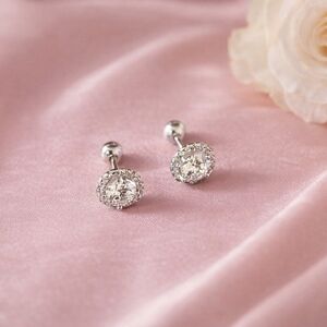 Moissanite Dazzling Silver Crystal Earrings Studs